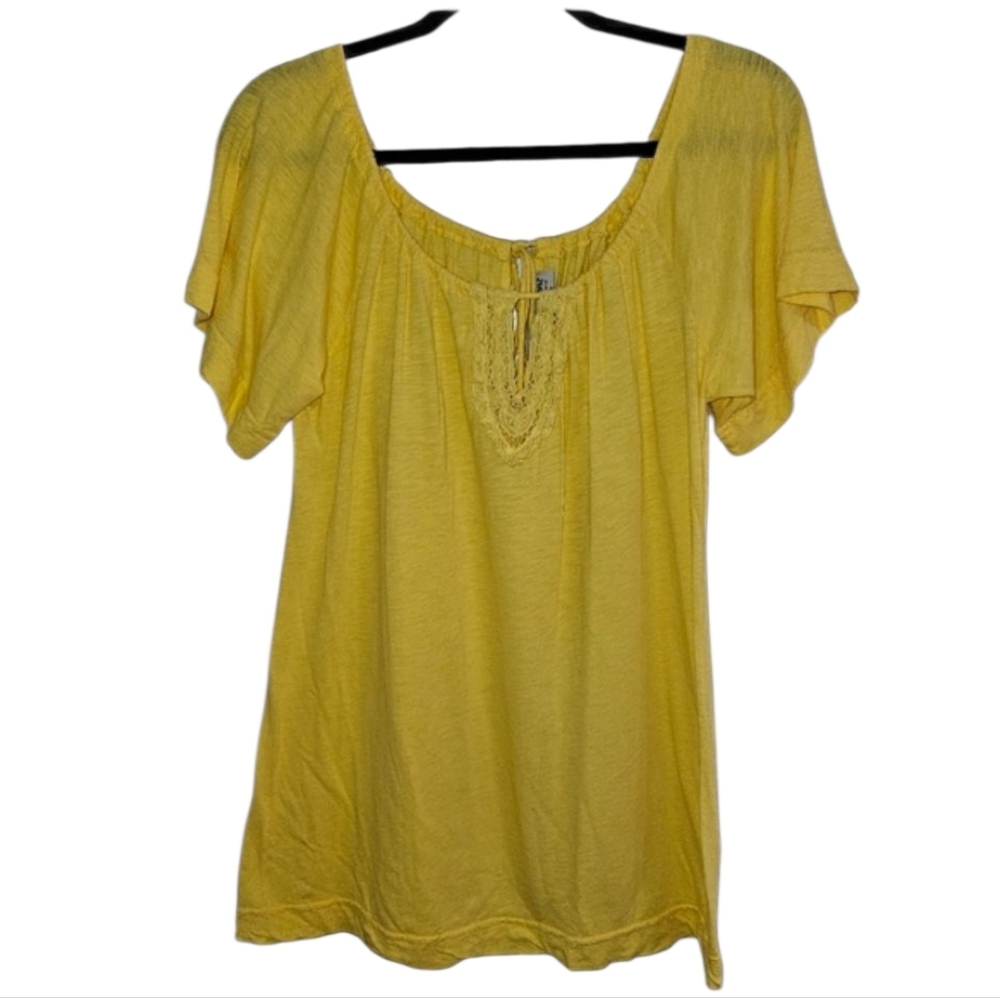 Michael Stars Yellow Blouse Top Shirt Short Sleeve Supima Micro Modal Soft Small